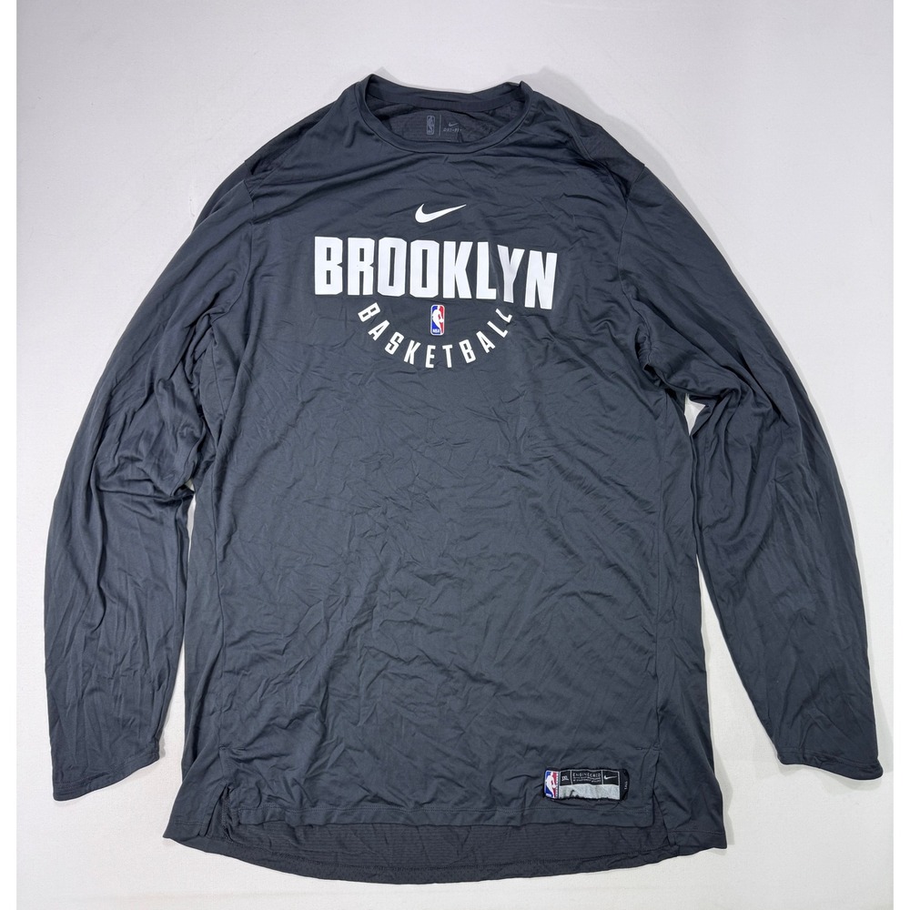 Nike Brooklyn Basketball NBA Dri-FIT Long Sleeve Shirt Mens 3XLT Gray 877494-060